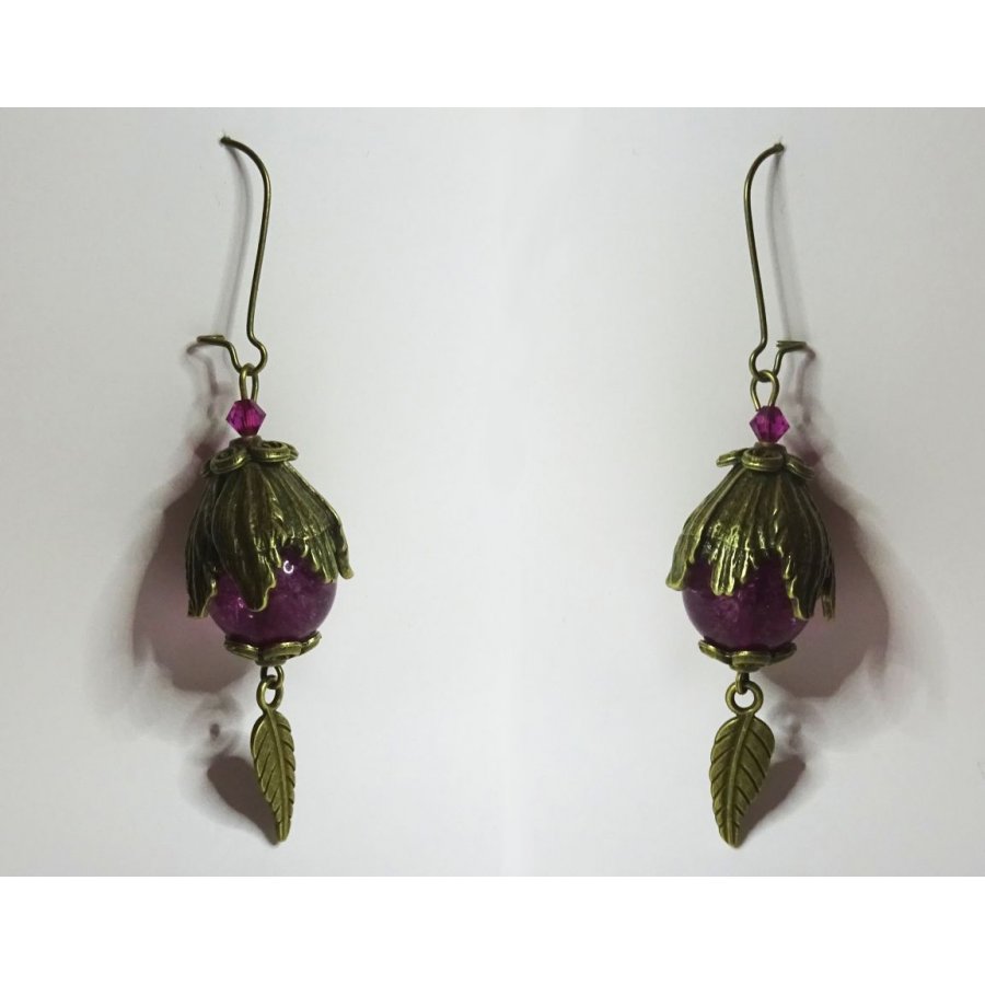 Fuchsiakvarts bohemiska örhängen