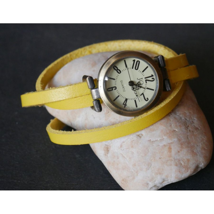 Fint gult läderarmband trippel sväng