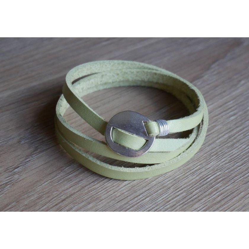 Läderarmband Anisgrönt, justerbart trippelarmband