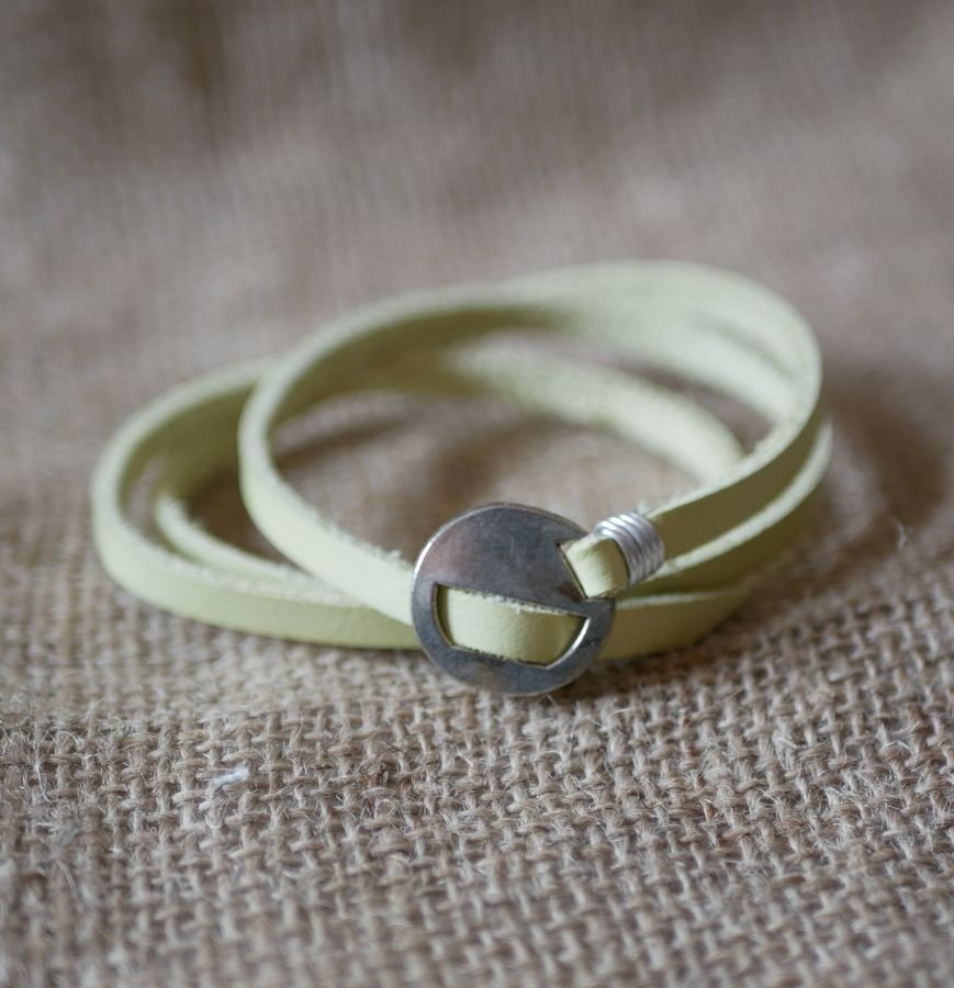 Läderarmband Anisgrönt, justerbart trippelarmband