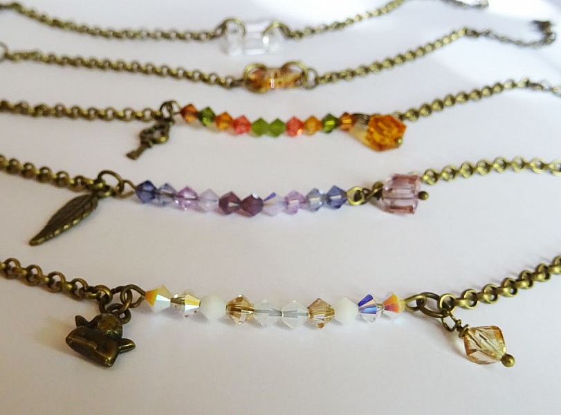 Armband brons kedja Square Crystal