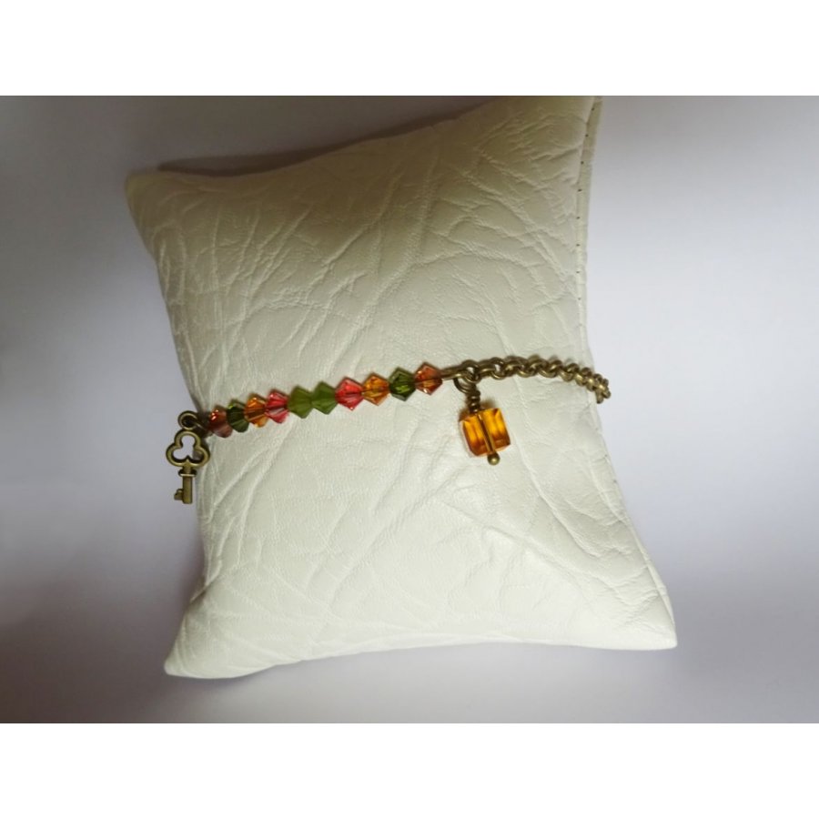 Armband brons kedja Amber och Olivine