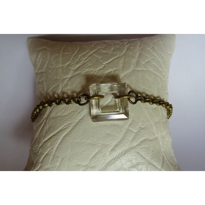 Armband brons kedja Square Crystal