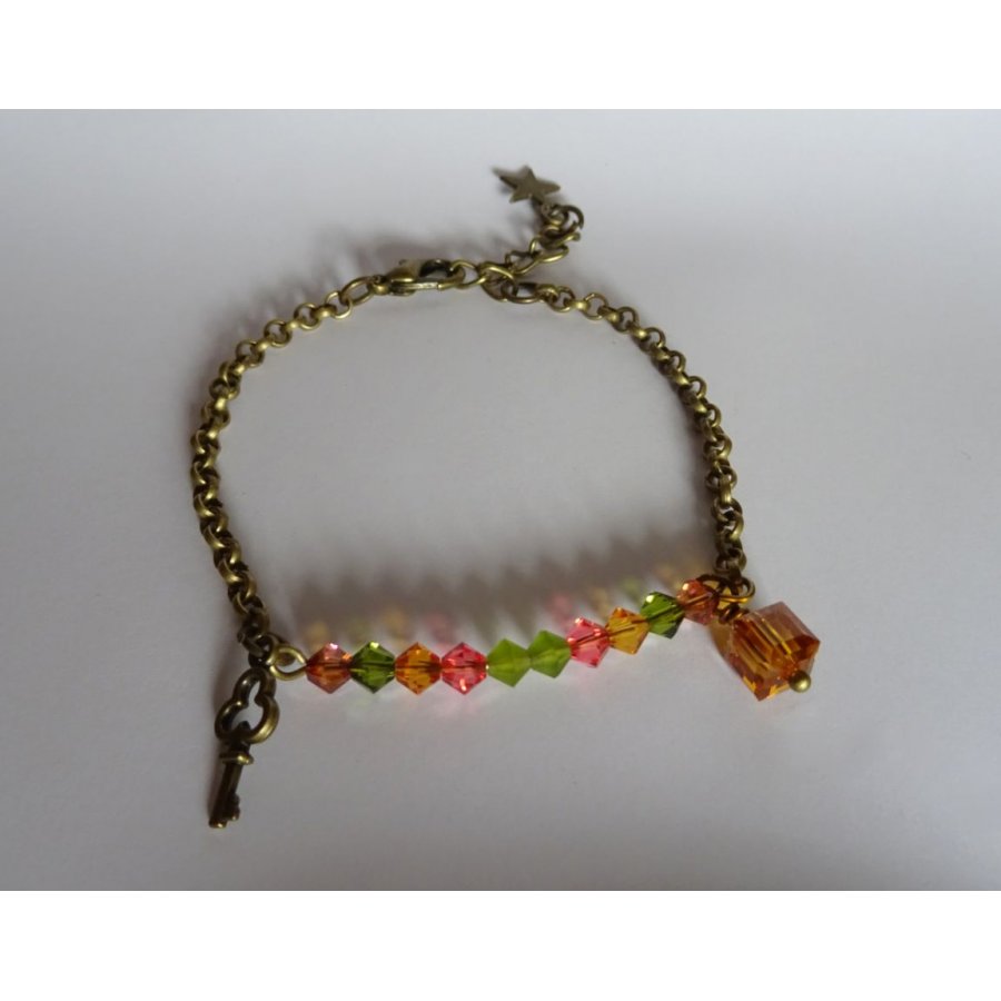 Armband brons kedja Amber och Olivine