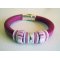 Regaliz armband i läder och rosa pärlor