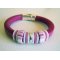 Regaliz armband i läder och rosa pärlor