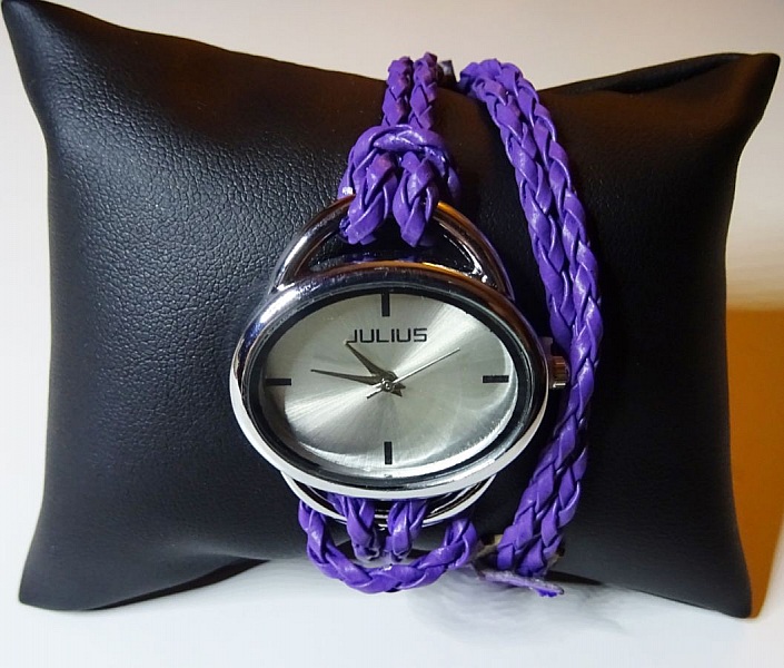 Bracelet montre tress&eacute; Violet