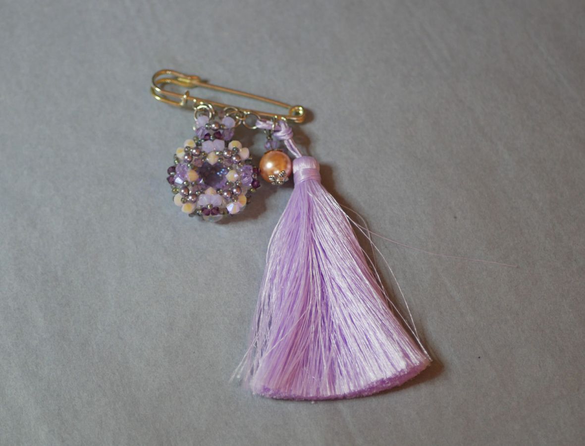 Andros Lila Pompon Brosch