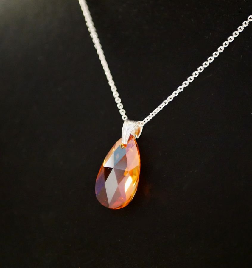 Silver halsband hänge Swarovski Tear Copper
