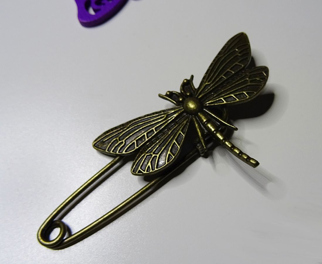 Antik brons drakfluga pin