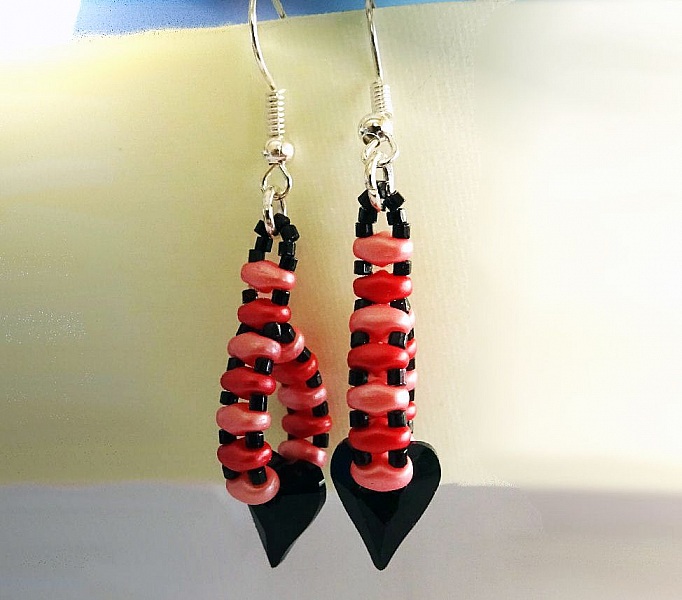 Kit boucles d'oreilles Coeur Noir et rose
