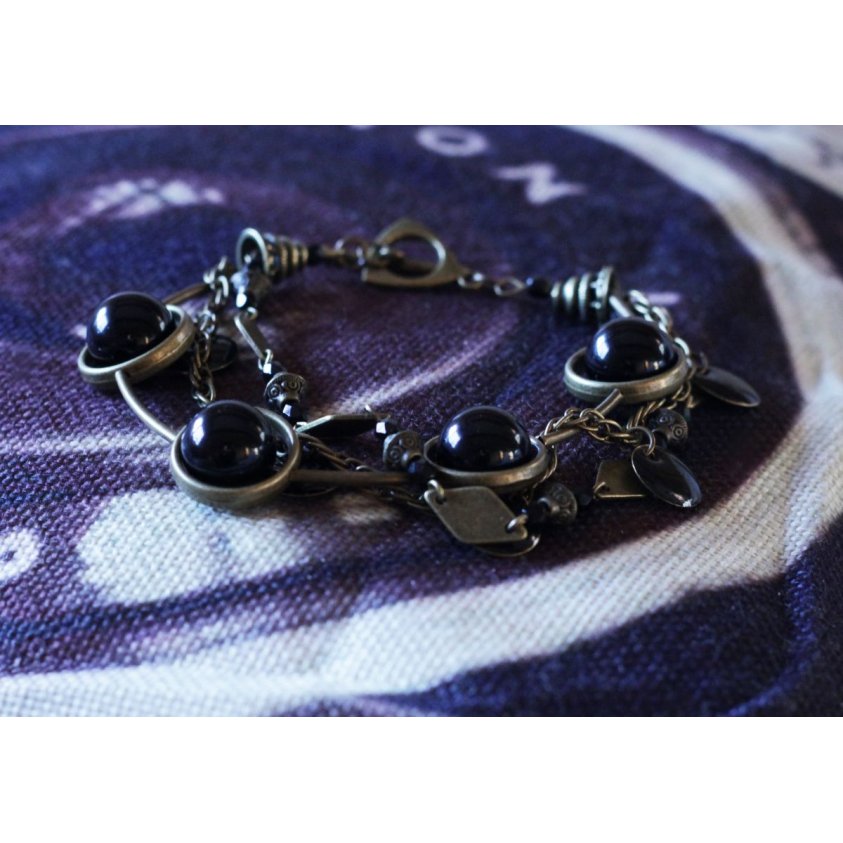 3 rader armband kit Svart och brons