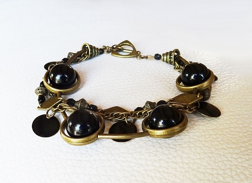 3 rader armband kit Svart och brons