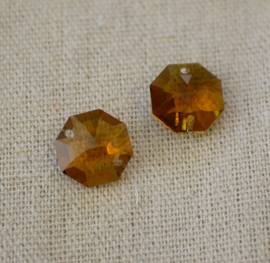 Swarovski Topaz 14mm Crystal Octagon Connector