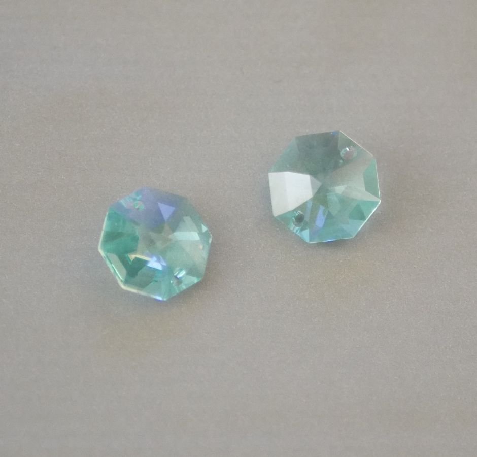 Oktagon Swarovski kristall 14mm CRYSTAL BLUE AB