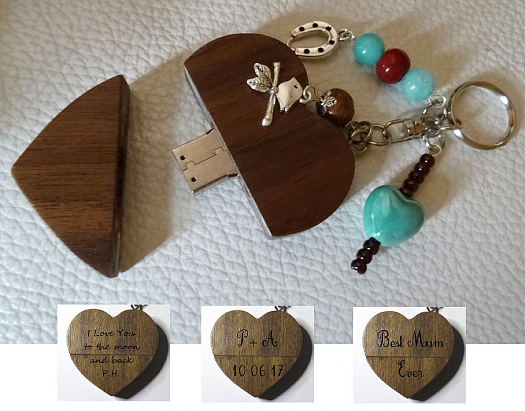 Hj&auml;rta nyckelring usb nyckel f&ouml;r att gravera turkosa p&auml;rlor