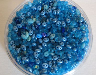 Tvillingpärlor Mix Turquoise Blue x 10 gr