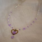 Lila hjärta hängande halsband 