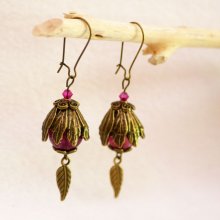 Fuchsiakvarts bohemiska örhängen
