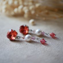 Cabochon korall örhängen