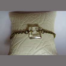 Armband brons kedja Square Crystal