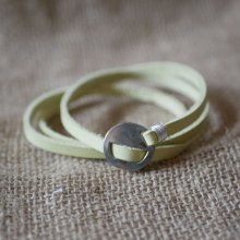 Läderarmband Anisgrönt, justerbart trippelarmband