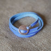 Läderrem Blå fin trippel tur justerbar