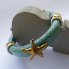 Läderarmband Regaliz turkos Starfish