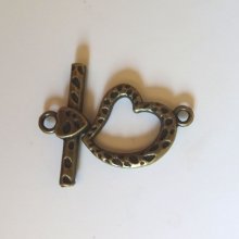 21 mm Brons hjärta med T-lås i brons