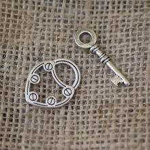 T-lås Lås och nyckel 30 mm silverpläterad