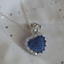 Hänge Blå lavasten hjärta på silverkedja
