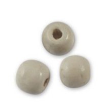 Runda träpärlor Ecru 10mm x 10