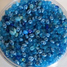 Tvillingpärlor Mix Turquoise Blue x 10 gr